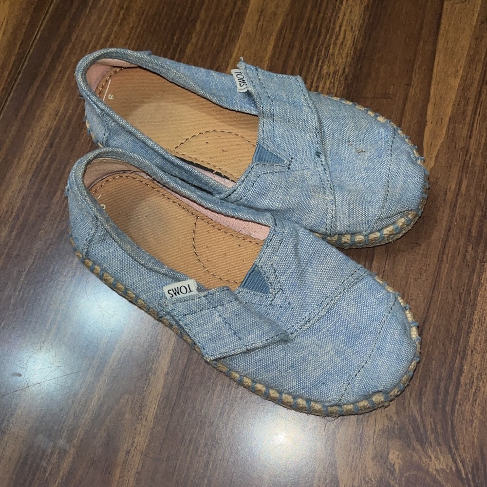 Toms Kids Light Blue Denim Slip-On Moccasins